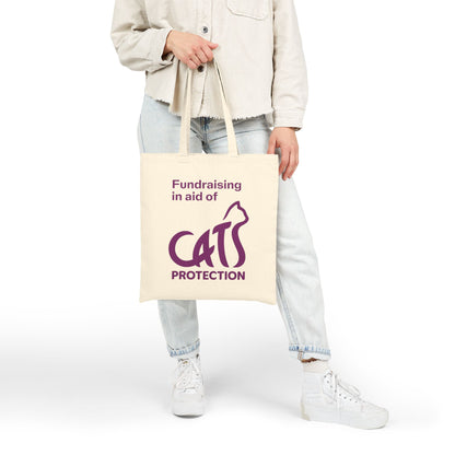 Cute Cat Design Cotton Canvas Tote Bag, Eco-Friendly Shopping Bag, Pet Lover Gift, Fundraising Tote, Cat Protection Awareness