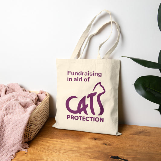 Cute Cat Design Cotton Canvas Tote Bag, Eco-Friendly Shopping Bag, Pet Lover Gift, Fundraising Tote, Cat Protection Awareness
