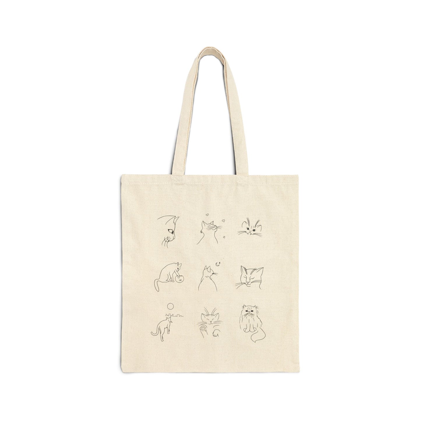 Cute Cat Design Cotton Canvas Tote Bag, Eco-Friendly Shopping Bag, Pet Lover Gift, Fundraising Tote, Cat Protection Awareness