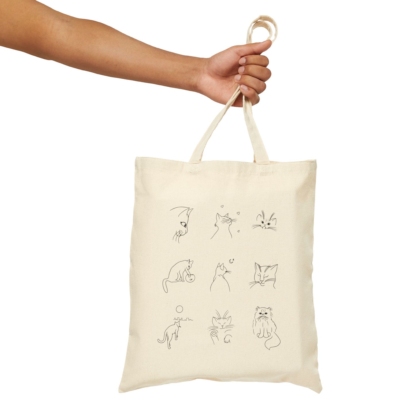 Cute Cat Design Cotton Canvas Tote Bag, Eco-Friendly Shopping Bag, Pet Lover Gift, Fundraising Tote, Cat Protection Awareness