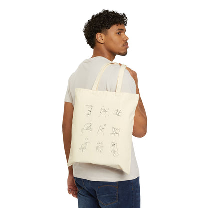 Cute Cat Design Cotton Canvas Tote Bag, Eco-Friendly Shopping Bag, Pet Lover Gift, Fundraising Tote, Cat Protection Awareness