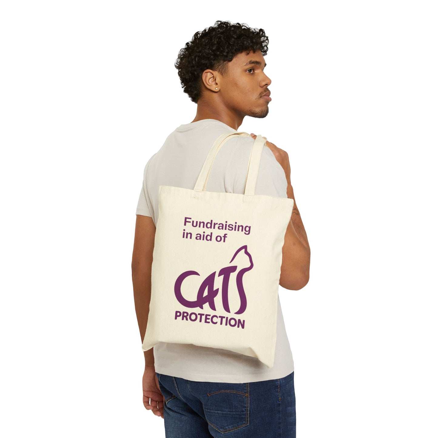 Cute Cat Design Cotton Canvas Tote Bag, Eco-Friendly Shopping Bag, Pet Lover Gift, Fundraising Tote, Cat Protection Awareness