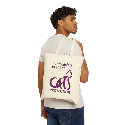 Cute Cat Design Cotton Canvas Tote Bag, Eco-Friendly Shopping Bag, Pet Lover Gift, Fundraising Tote, Cat Protection Awareness